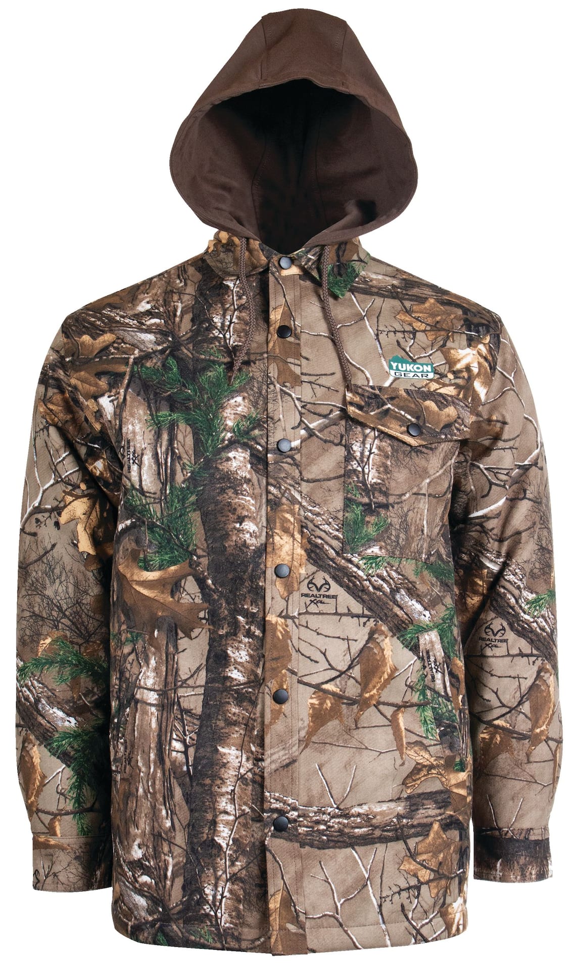 Yukon Gear Men's Hooded Hunting Shirt/Jacket with Warm Insulated Lining,  RealTree Xtra® Camo