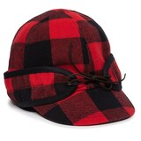 Yukon Gear Gunnison Hunting CaP with EarflaPs and Warm Fleece Lining, Red/Black Plaid Front_Angled_Right