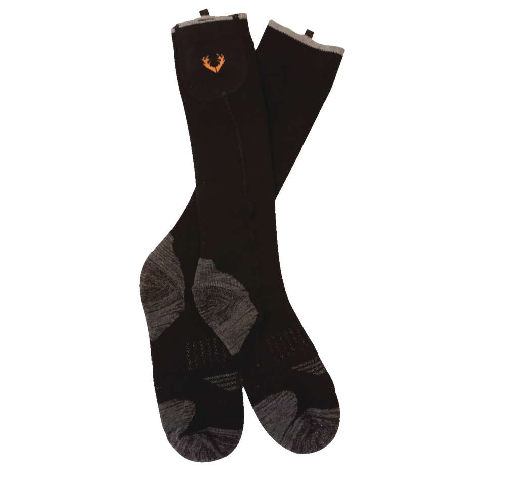 Huntshield Men's Heated Breathable Wool-Blend Socks for Hunting/CamPing,  Black