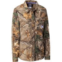 Yukon Gear Women's Forage Soft Cotton Button UP Hunting Shirt with Chest Pocket, Camo Front_Angled_Right