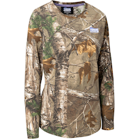 Yukon Gear Women's Velvet Long Sleeve Cotton Stretch Pullover Hunting Shirt, Camo Front_Angled_Right