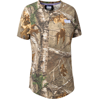 Yukon Gear Women's Beam Short Sleeve Cotton Stretch Hunting T-shirt, Camo Front_Angled_Right
