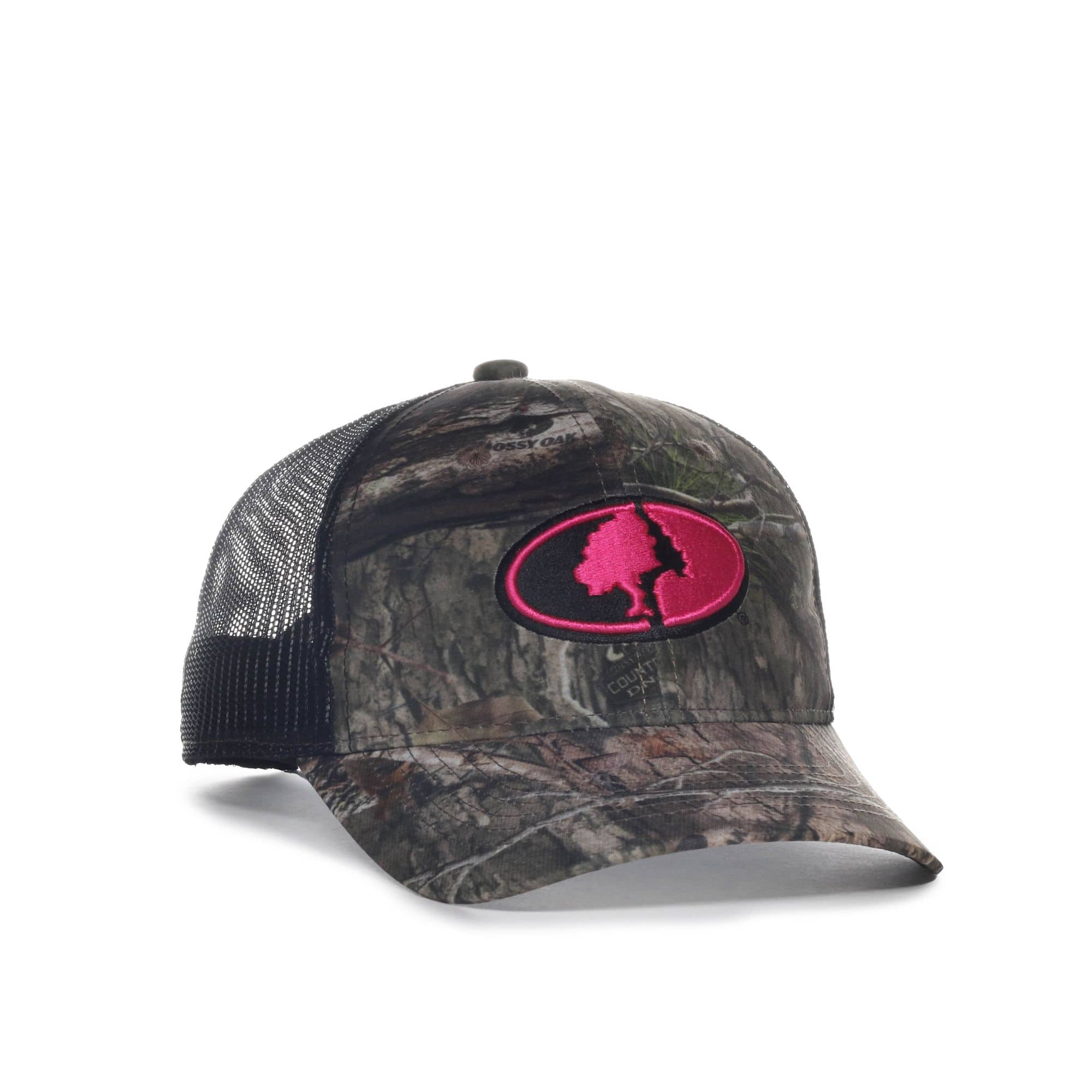 Mossy Oak Women's Country DNA Pink/Black Logo Mesh Baseball Cap with Snap  Closure, One Size
