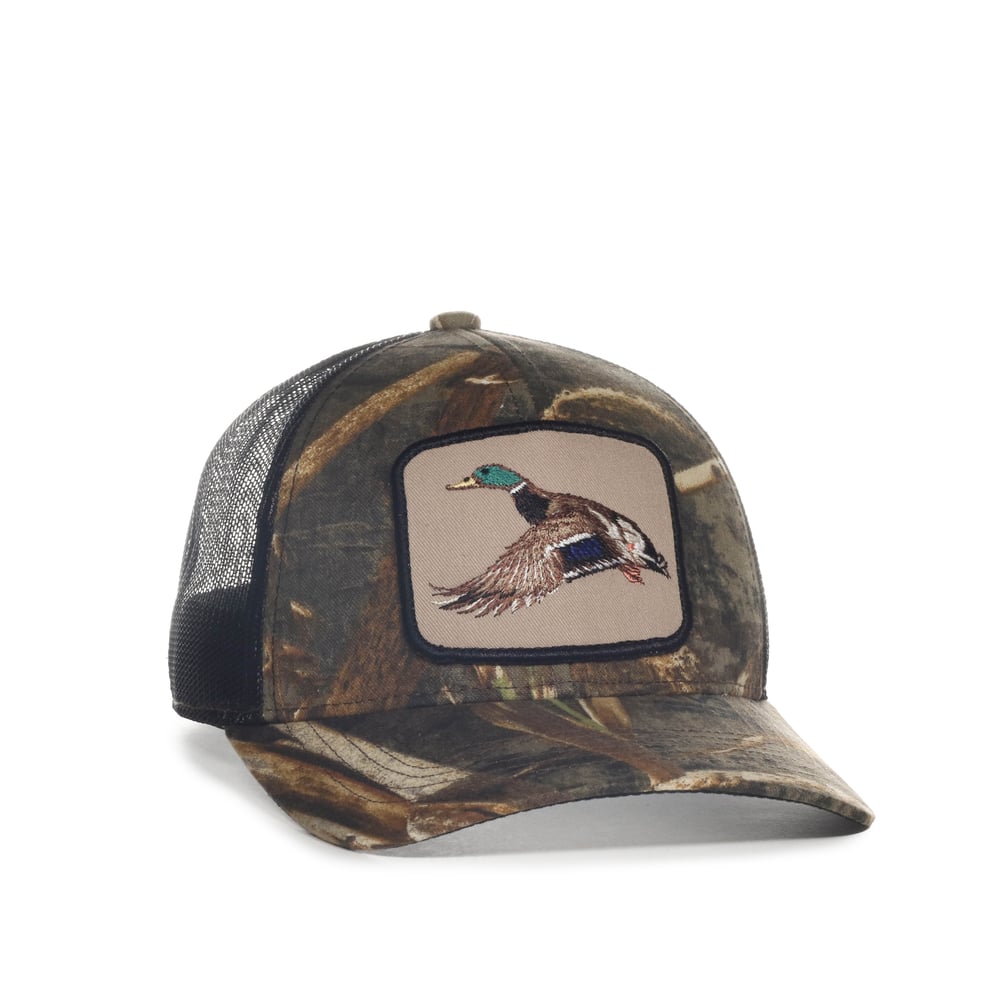 Realtree Max5 Camo Duck Patch Black Mesh Back Baseball Cap with
