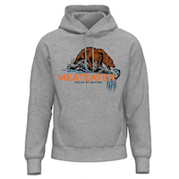 Haut à capuchon marque ours MeatEater officiel, gris athlétique, très très grand Front_Flat