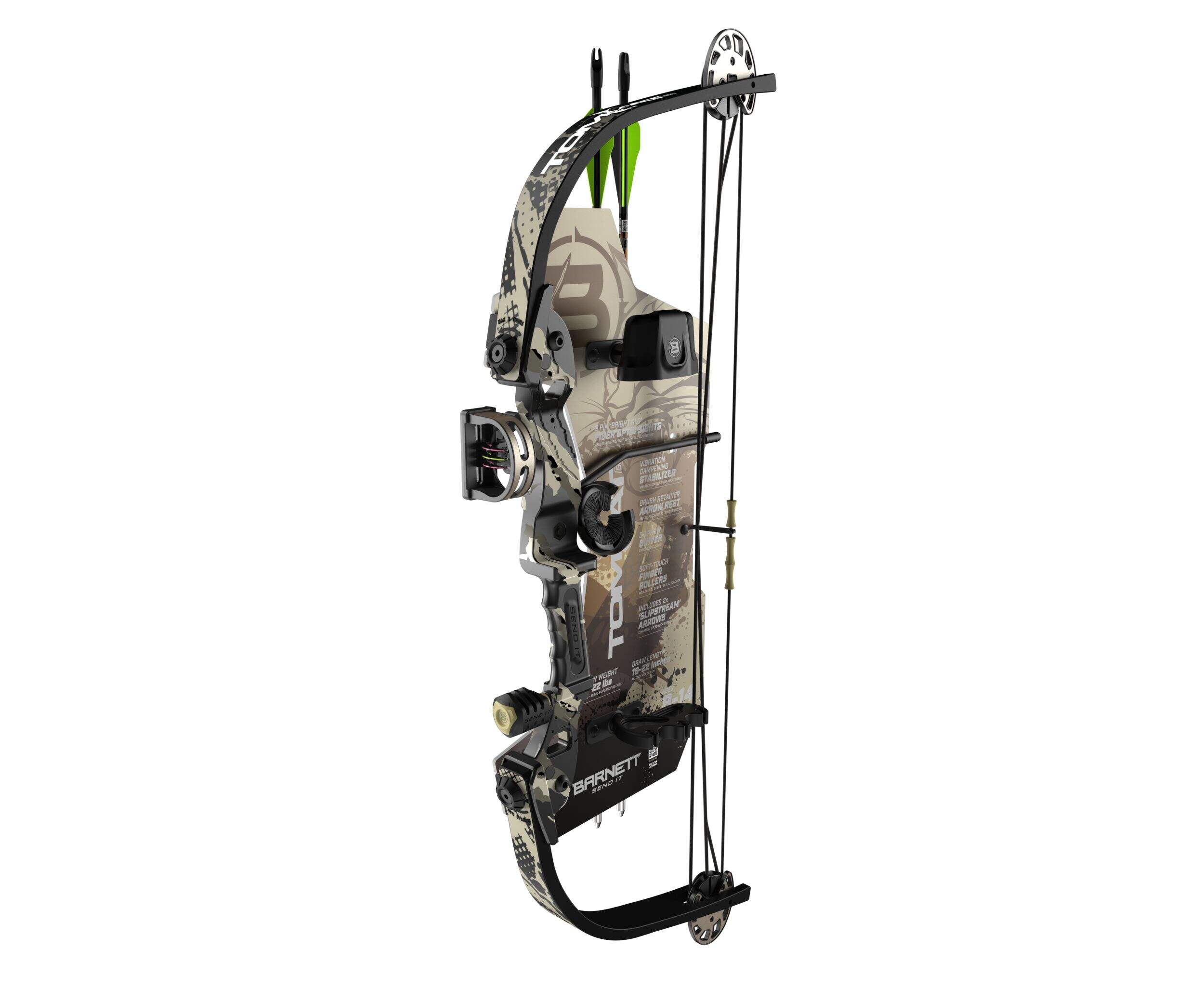 Barnett Youth Kids' TomCat G3 Compound Right-Handed Bow Combo with Arrows, Ages 8+ Front_Three_Fourths_Angled_Left