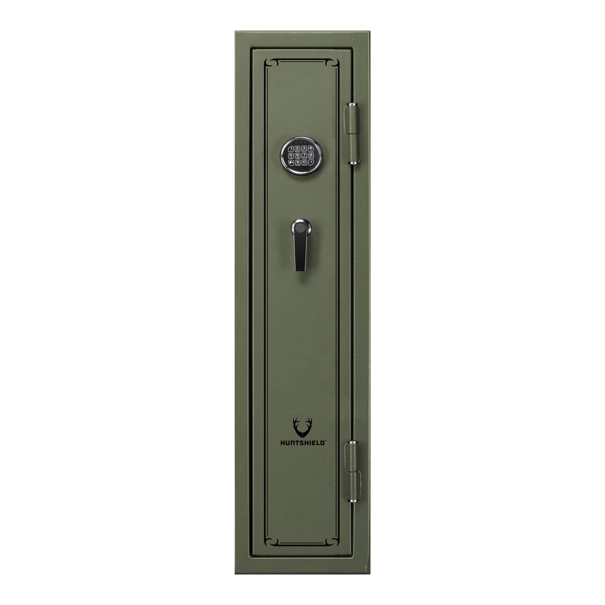 Huntshield 7-Gun Safe with Electronic Code Lock, Green Front_Flat