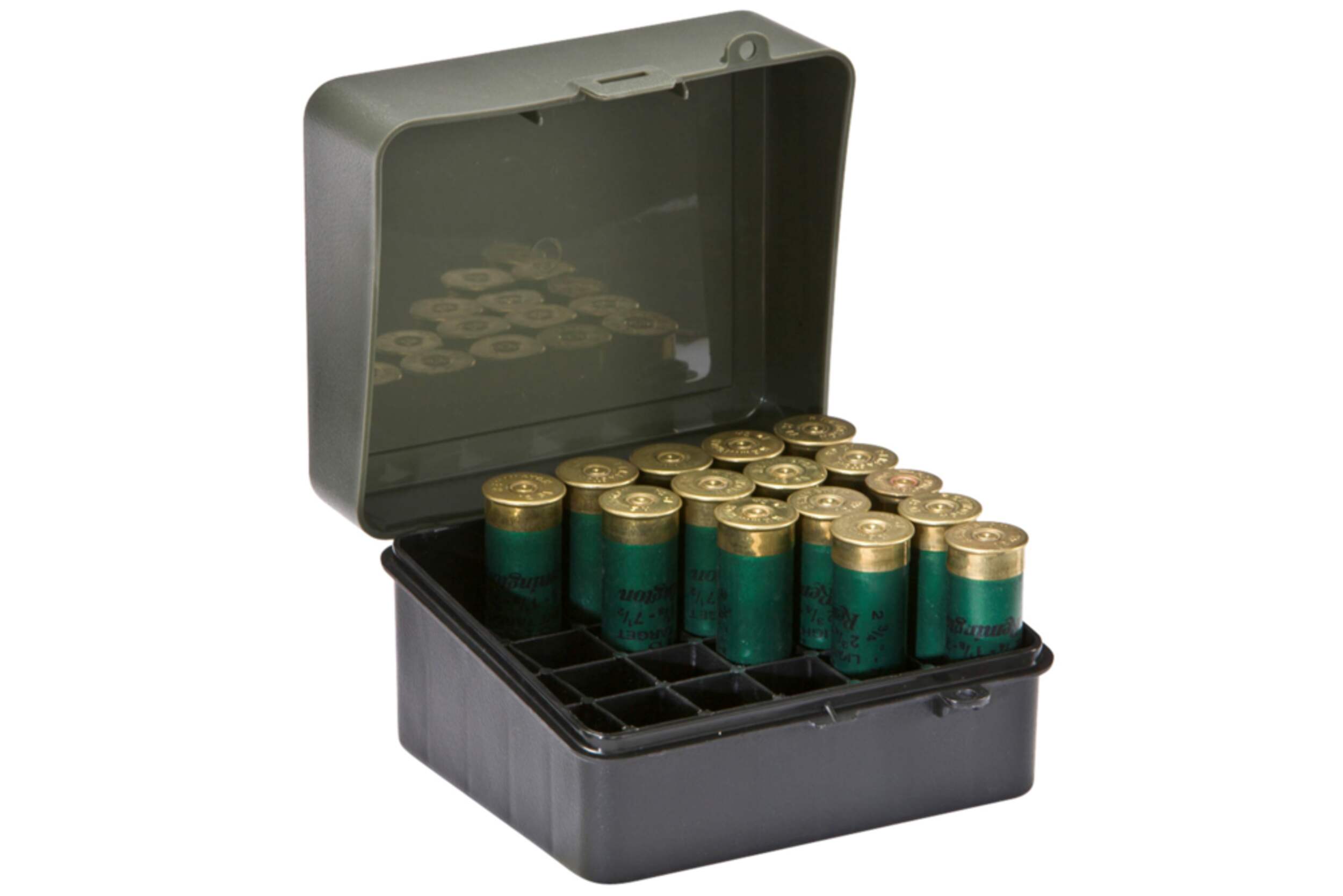 Plano Lockable Hunting Shotgun Shell Ammo Storage Box/Case For 12/16-Gauge Shells, Grey/Black Front_Angled_Right