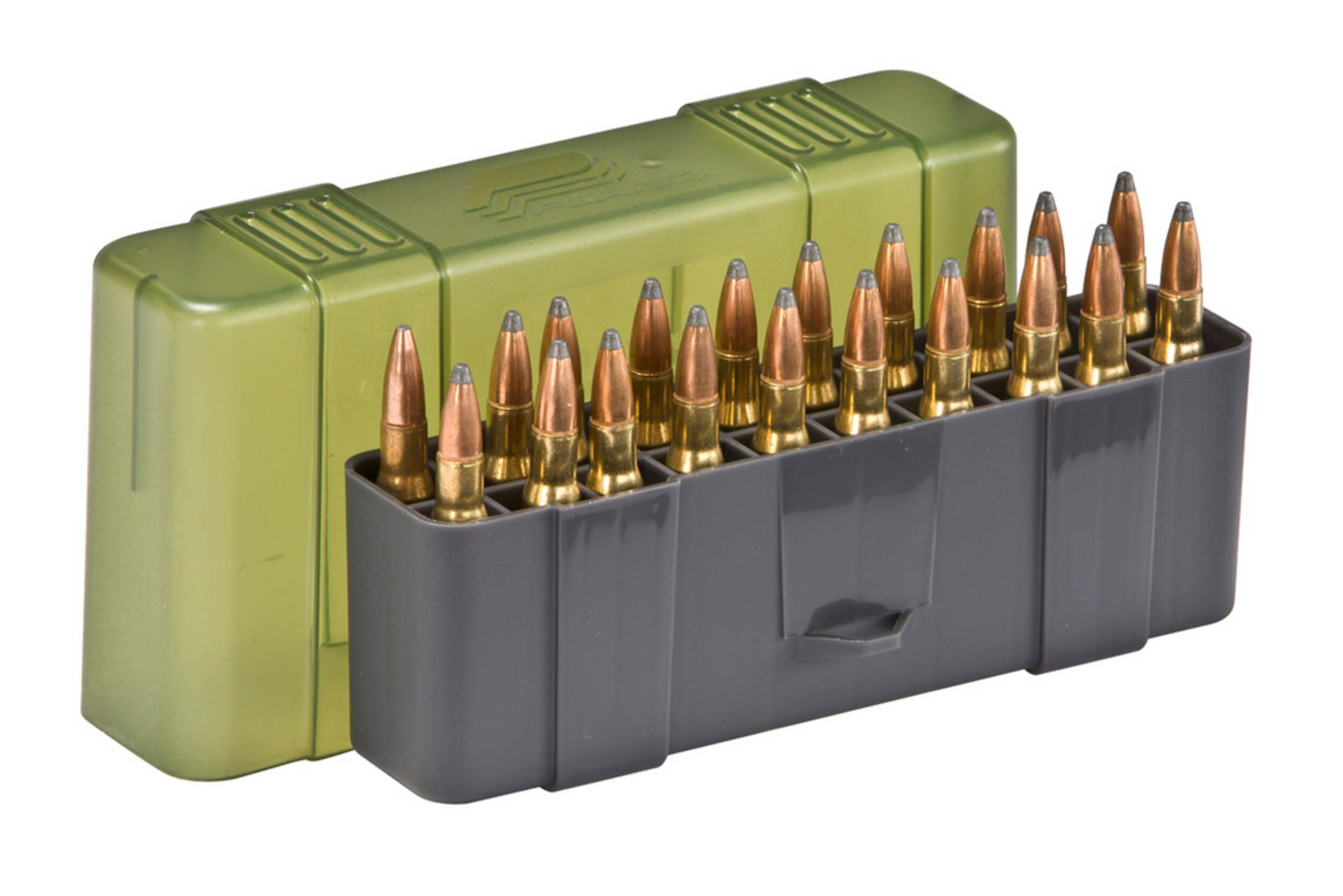 Plano 20-Round Lockable Hunting Ammo Storage Box/Case For Assorted Ammunition, Green/Grey Front_Angled_Right