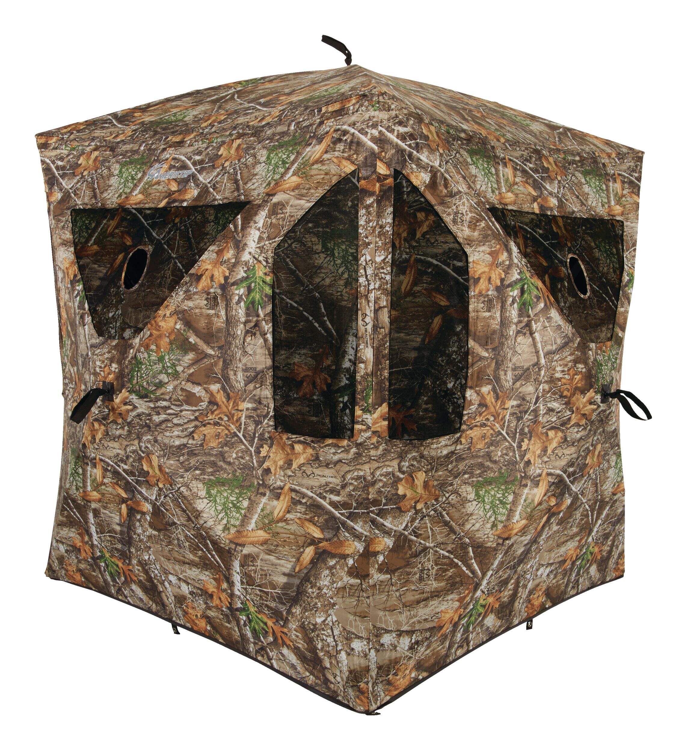 Ameristep Brickhouse Ground Portable 3-Person Hunting Blind/Camo Tent, 59 x 59 x 67-in Front_Angled_Right