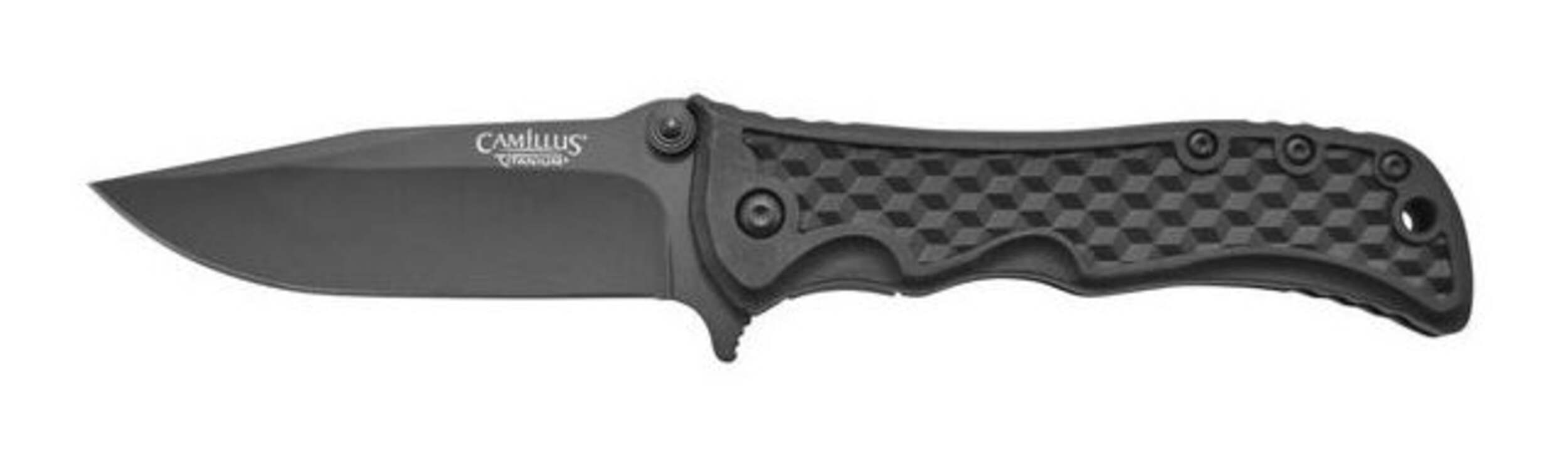 Couteau pliant Camillus Shatter avec pince de ceinture de poche, noir, 8 po Side_Left