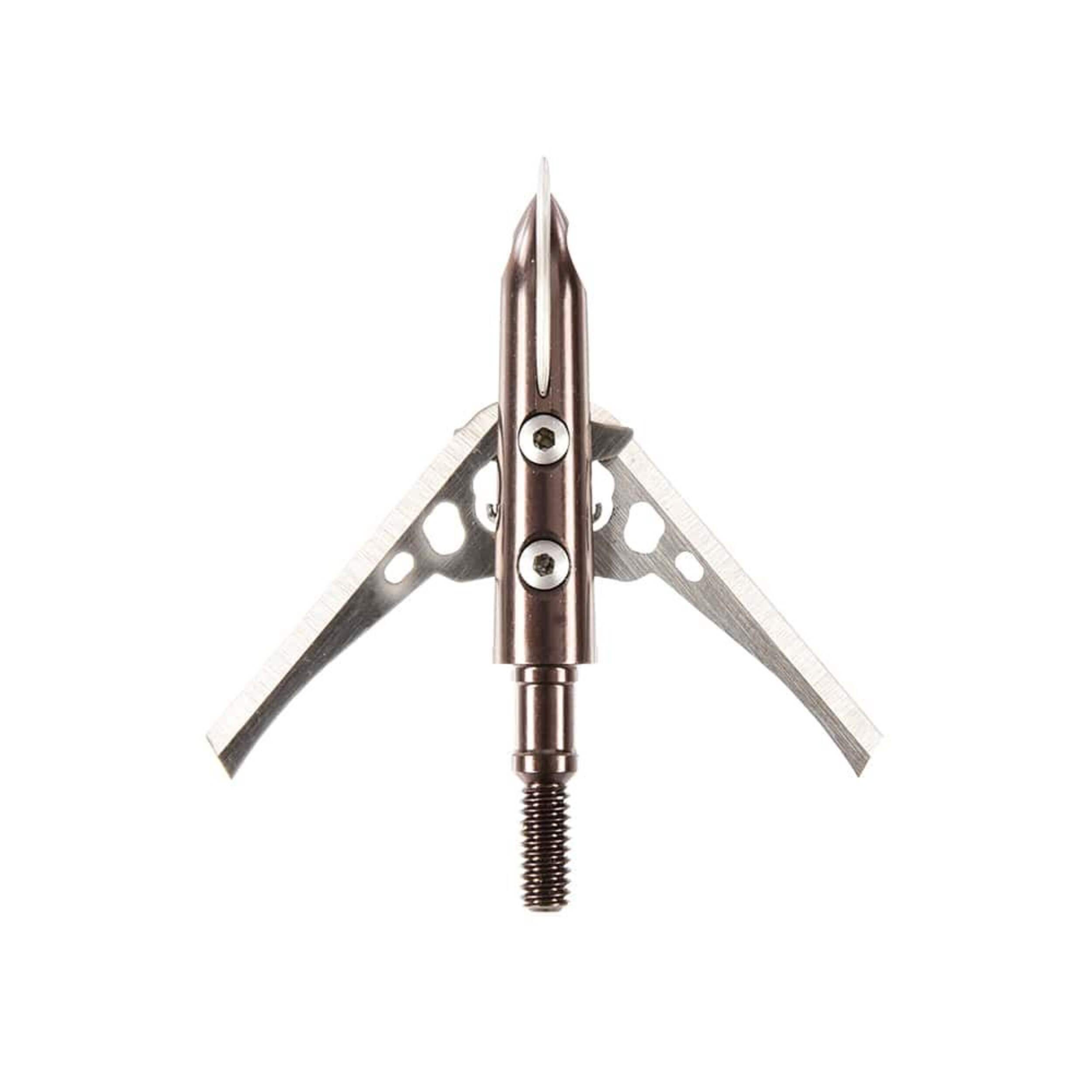 Rage 2-Blade Broadhead/Arrow Tip For Bow Archery, 100 Grain, Silver Front_Flat