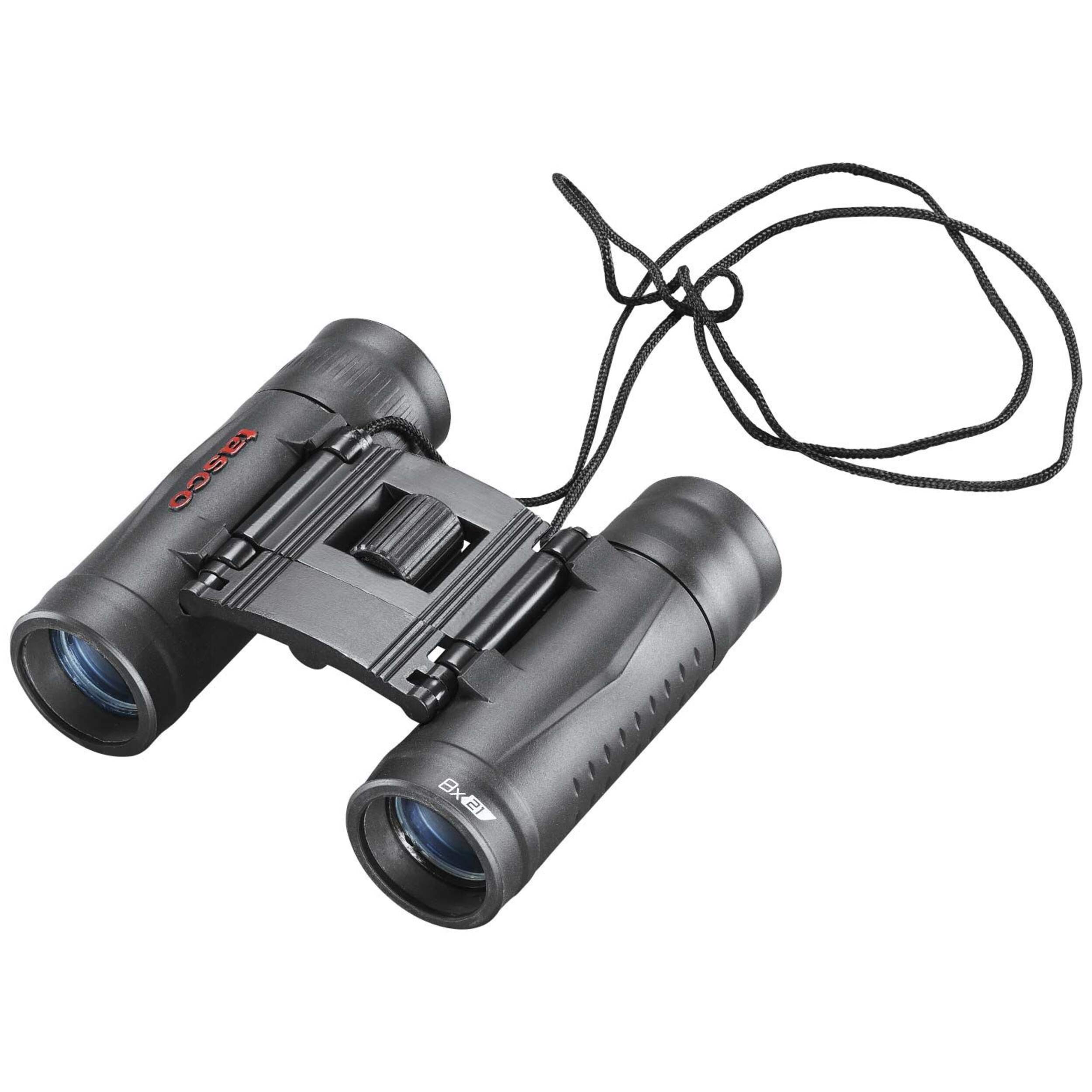 Tasco Essentials™ Roof Binoculars with Case, Black, 8x 21mm Front_Three_Fourths_Angled_Left