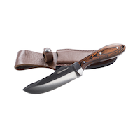 Couteau à écorcher pour petit gibier Huntshield avec étui en cuir brun Composite_or_Mixed