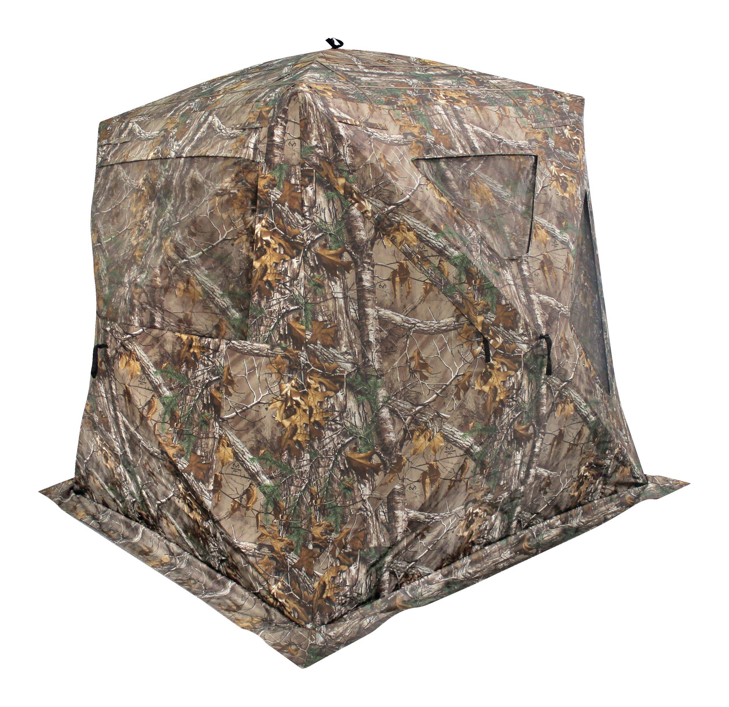 Cache/tente de chasse portative non isolée camouflage Huntshield, motif Realtree Edge Front_Angled_Right