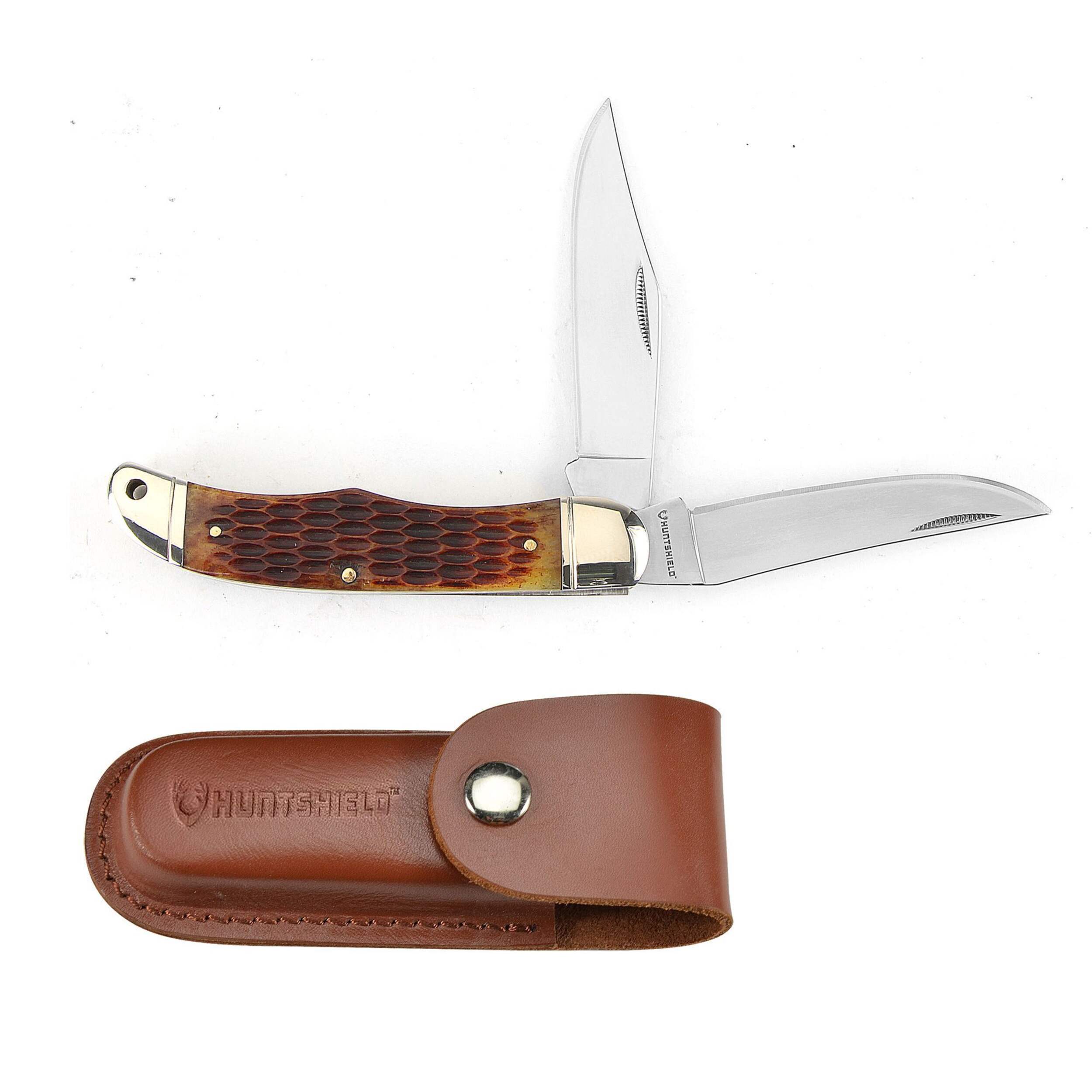 Huntshield EDC 2-Blade Bone Handle Knife, 3.25-in Composite_or_Mixed