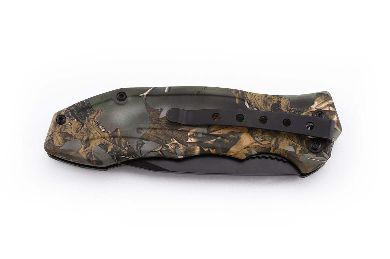 Outbound Camo Linerlock Hunting Knife w/ Pocket CliP, 3.15-in