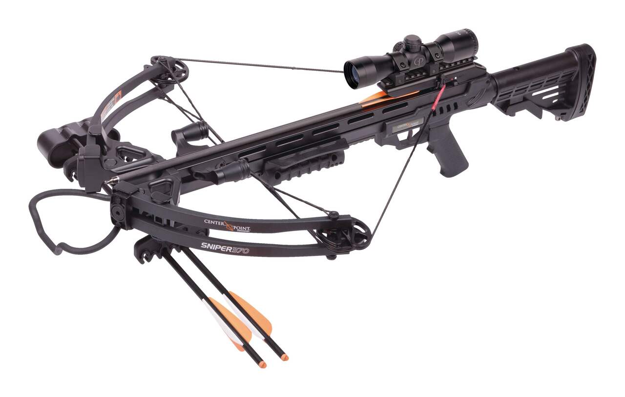 Arbalète de chasse Crosman Centerpoint Sniper 370 avec lunette de visée,  370 pi/s, 185 lb de pression, noir