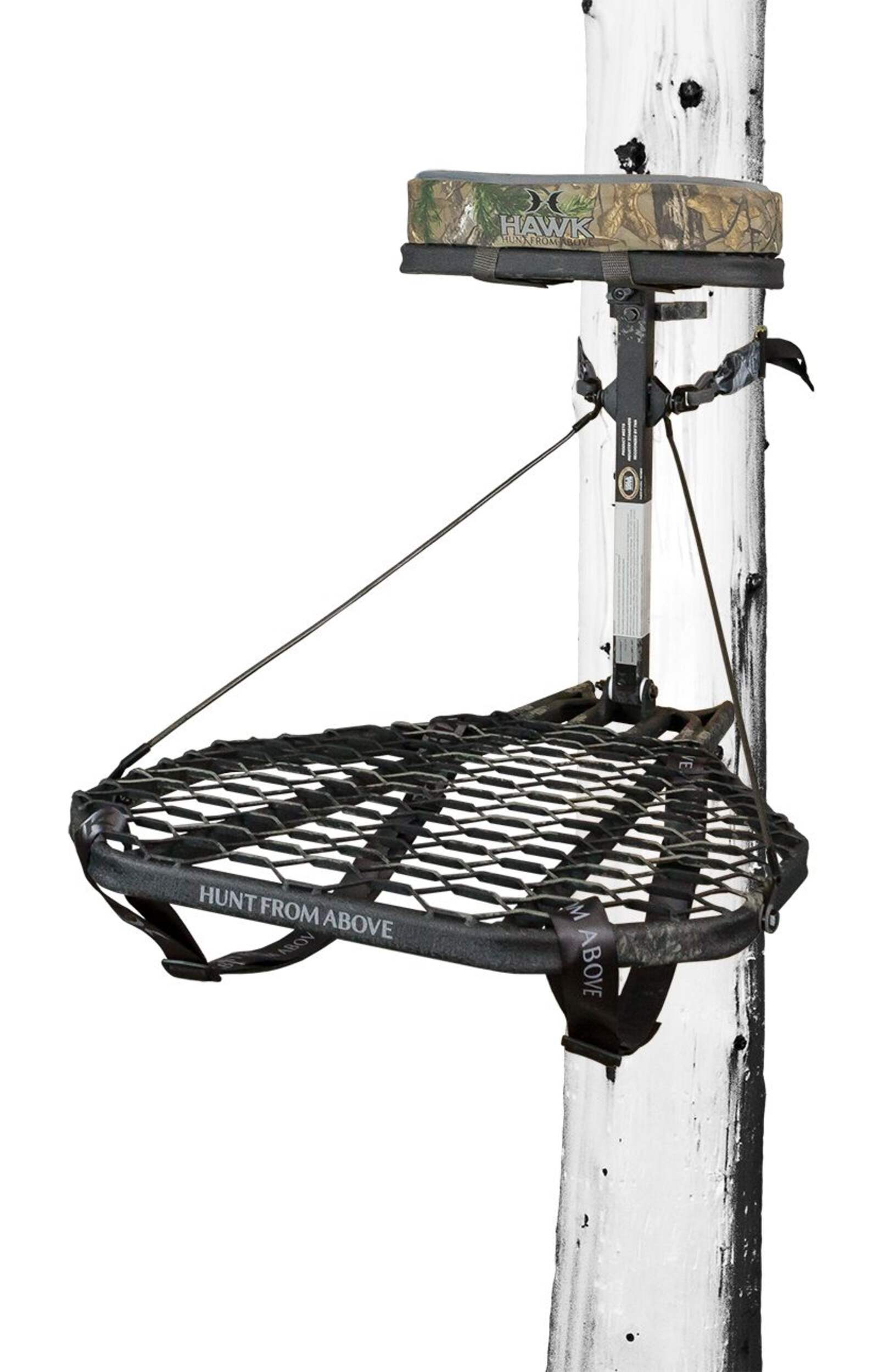 Hawk Mega Combat Portable Hang-On Hunting Tree Stand w/ Memory Foam Seat, 24 x 30-in Front_Angled_Left