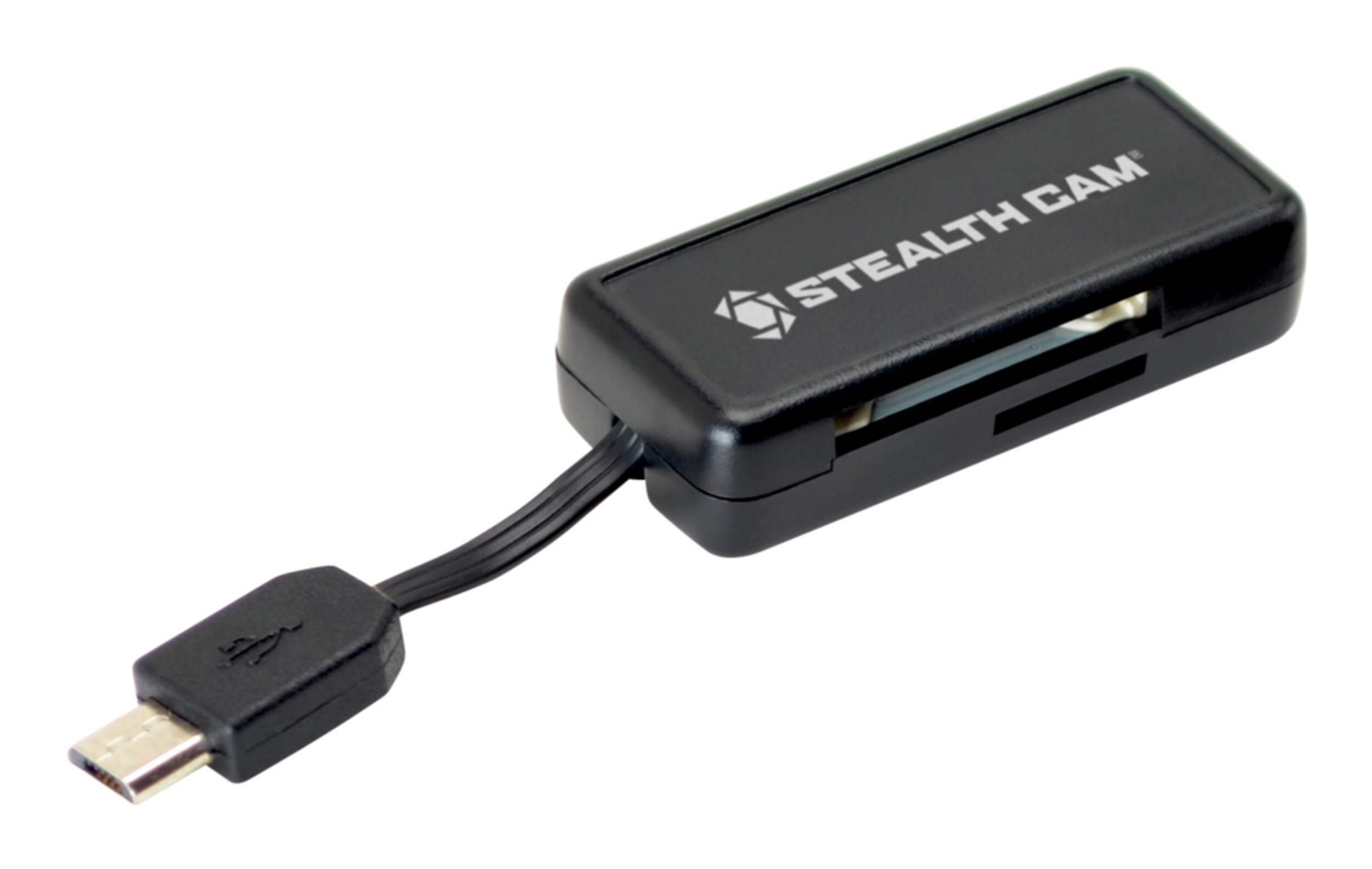 Stealth Cam Micro USB On-The-Go Trail Camera Memory Card Reader, Black Overhead_Flat