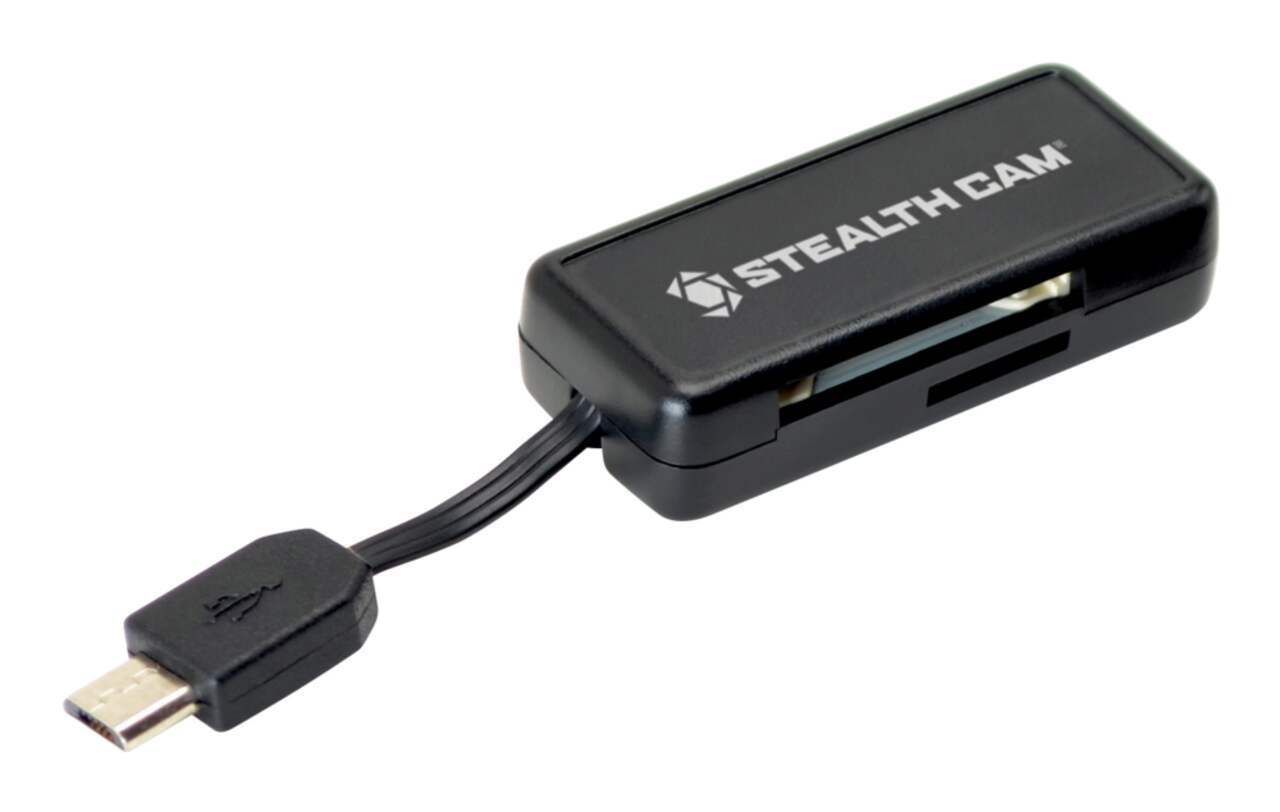 Lecteur de cartes mémoire de caméra de sentier micro-USB sur le pouce  Stealth Cam, noir