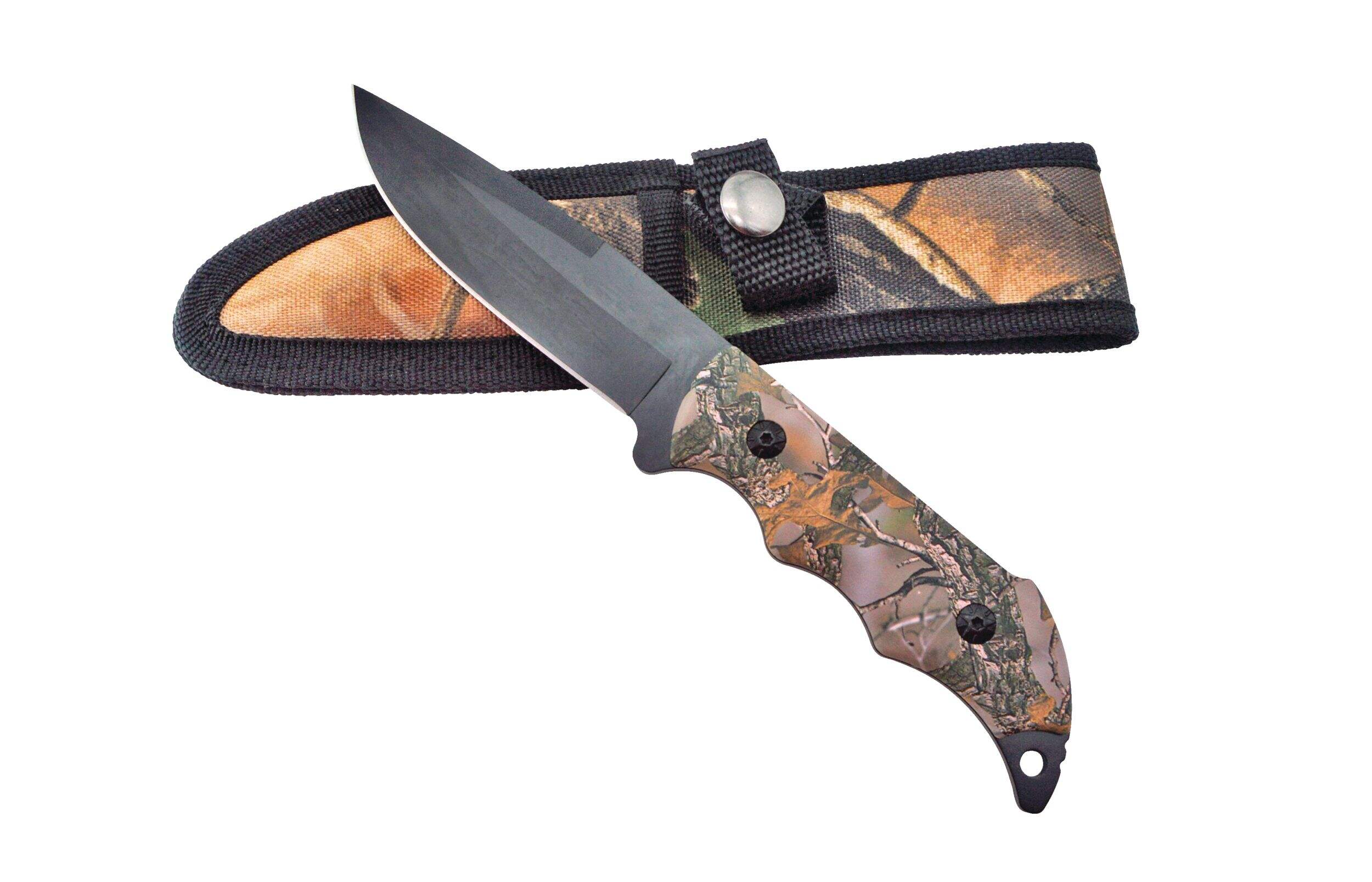 Yukon Gear Camo Fixed Blade Hunting Knife with Sheath and Rubberized Handle Composite_or_Mixed