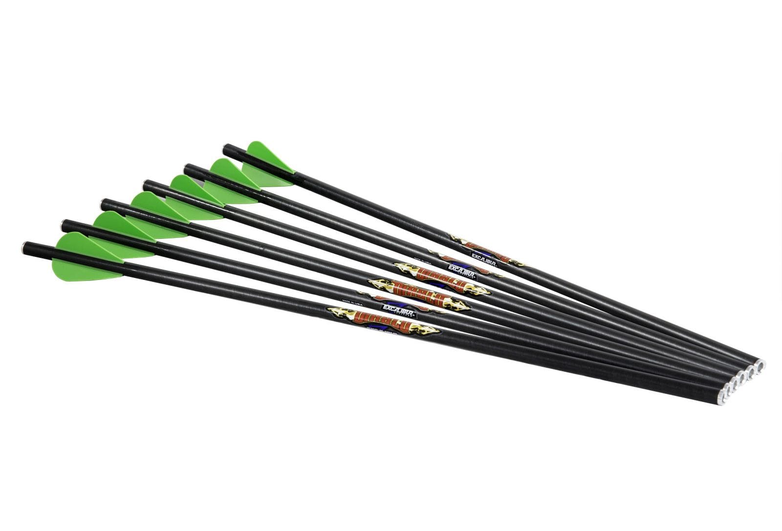 Excalibur Diablo Carbon Crossbow Arrows, 18-in, Black/Green, 6-Pk