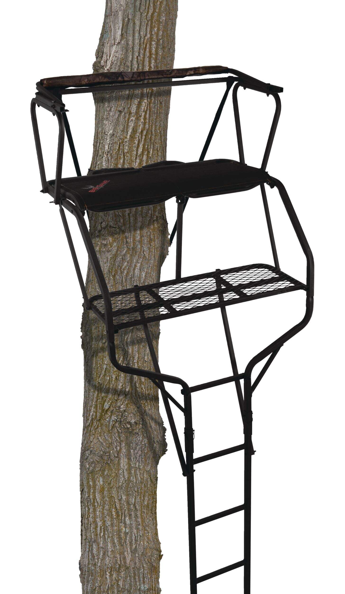 Big Game Guardian XLT 2-Person Ladder Tree Stand with Seat & Shooting Rail For Hunting, 18-ft Front_Angled_Right