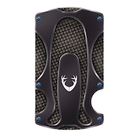 Huntshield Carbon Fibre 8-Credit Card Holder & Knife Combo, Black Front_Flat