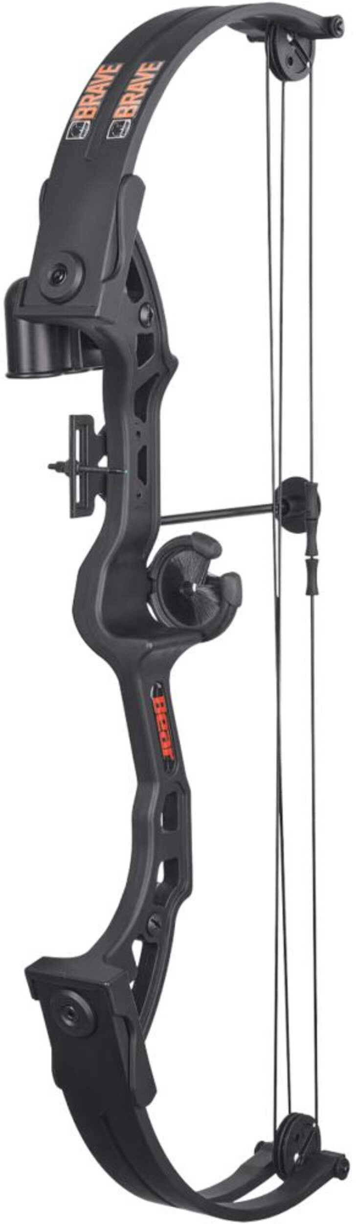 Arc à poulies pour enfants Bear Archery Brave avec appui-flèche Whisker Biscuit, pour droitiers, 8 ans et plus, noir Front_Angled_Left