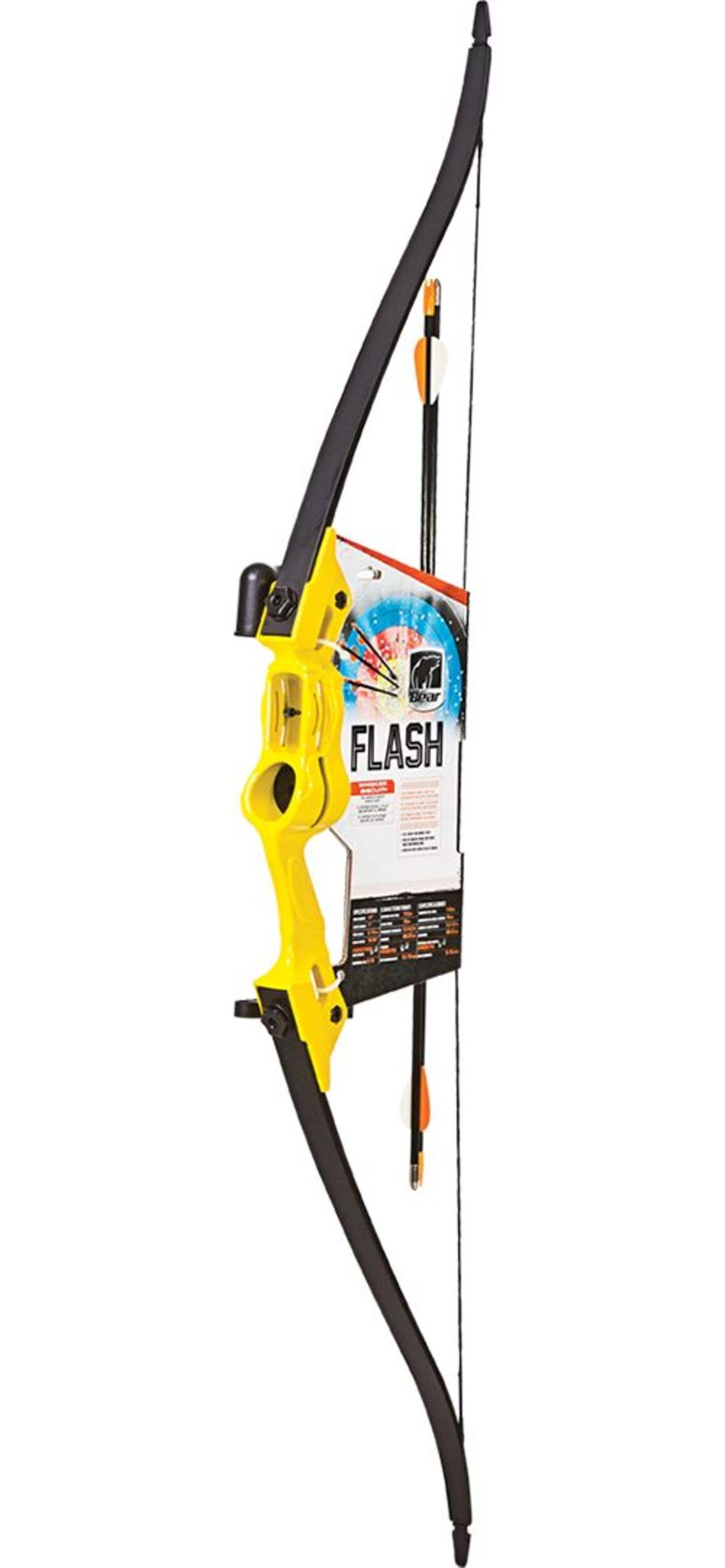 Bear Archery Flash Recurve Youth Bow Package, Ambidextrous Riser Design, Ages 5+ Front_Three_Fourths_Angled_Left