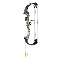 Bear Archery Warrior Youth Kids' Compound Bow, 24-29 lb Draw, AGP Camo, Ages 11+ Front_Three_Fourths_Angled_Left