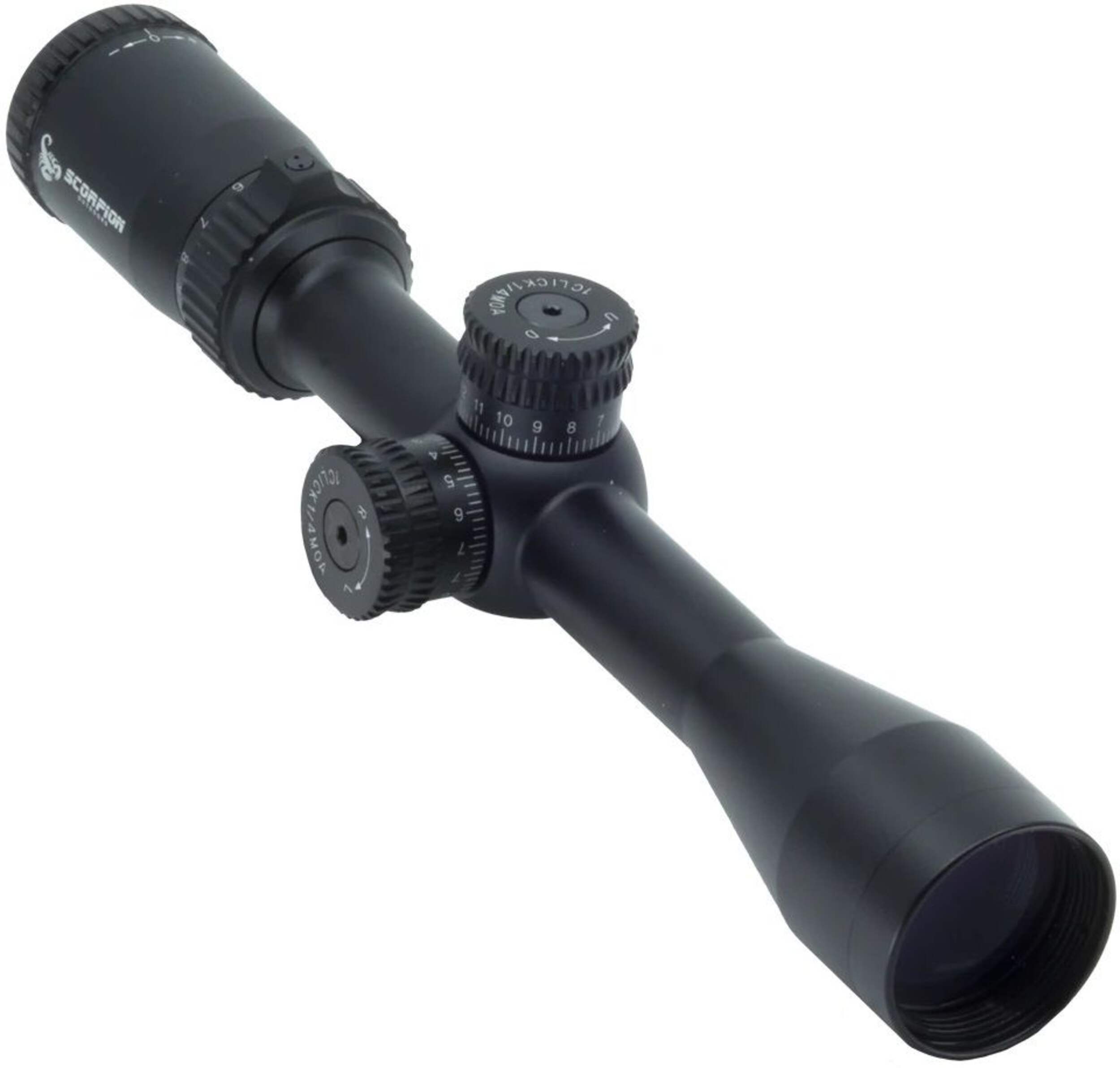 Scorpion Optics Vision Series Rifle Scope, 3-9x40mm Front_Three_Fourths_Angled_Right