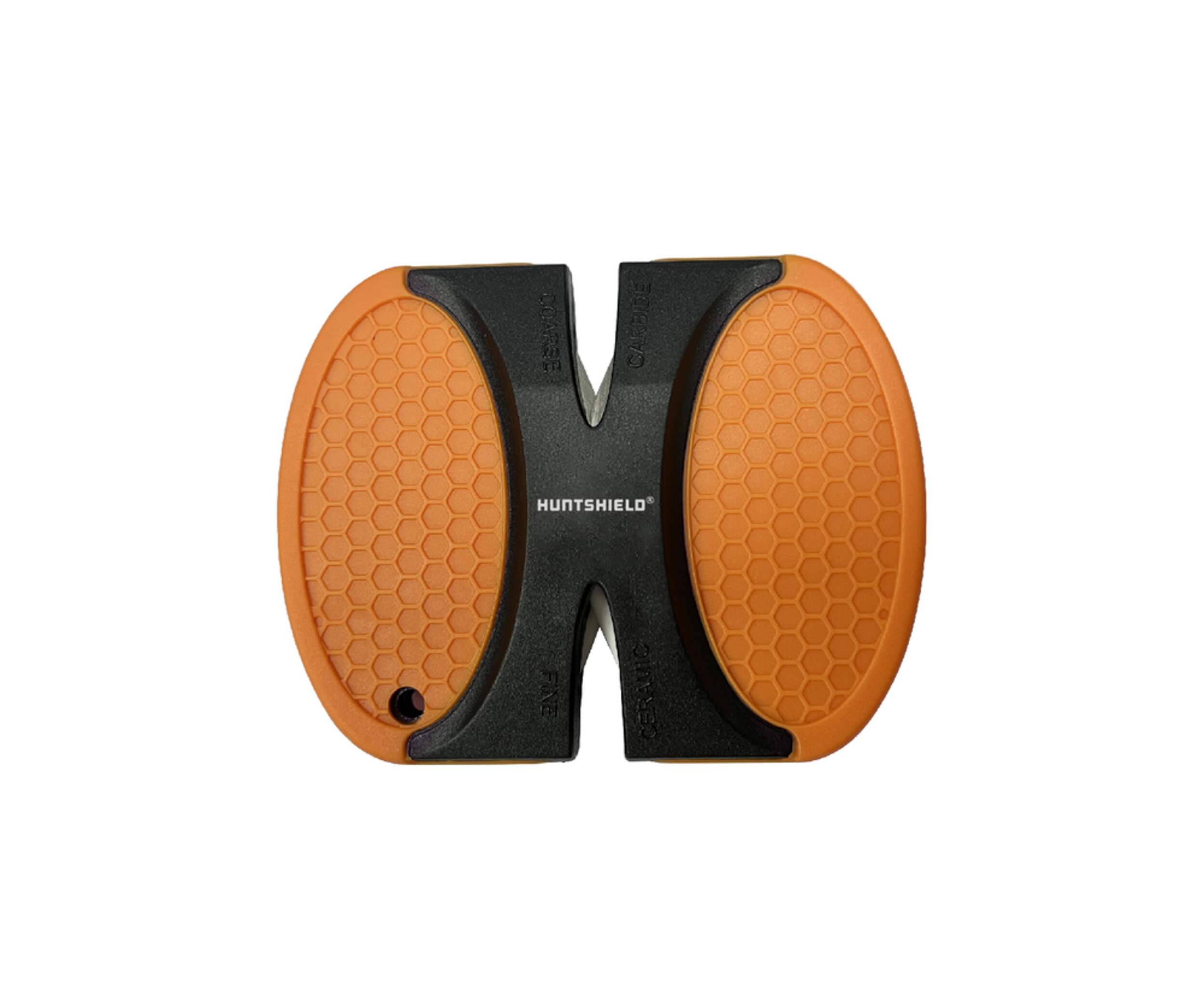 Huntshield 2-Step Pocket Knife Sharpener, Orange Front_Flat