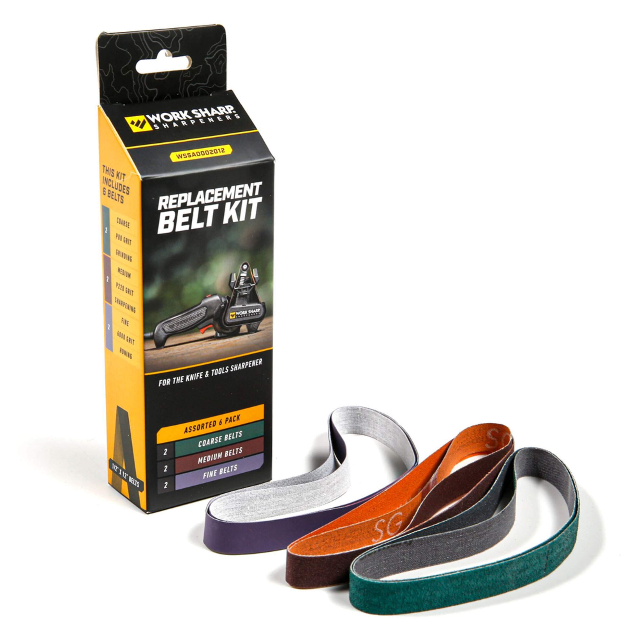 Work Sharp Replacement Abrasive Belt Kit for Work Sharp Electric Knife and Tool Sharpener Front_Three_Fourths_Angled_Right