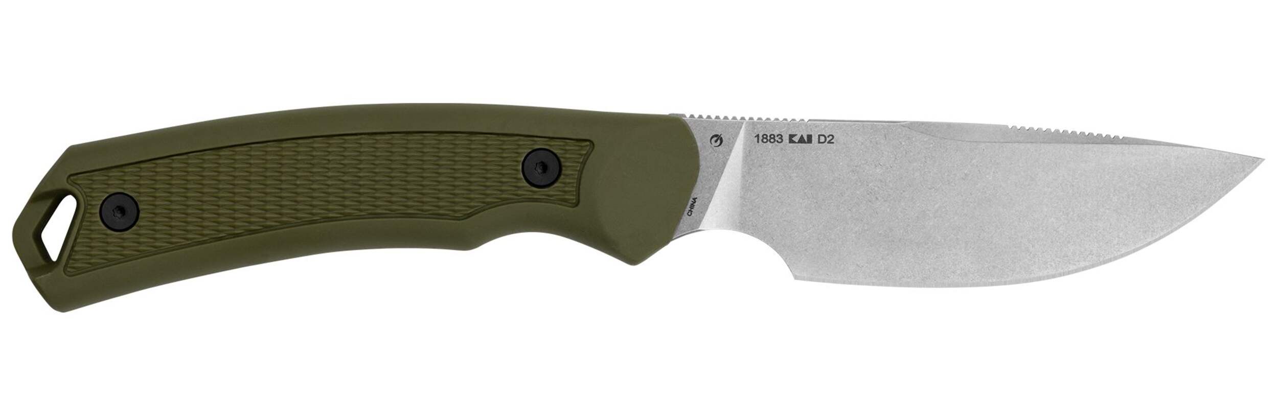 Couteau de chasse à écorcher à lame fixe Kershaw Deschutes, en boîte, acier, 3,9 po, olive Side_Right