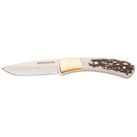 Winchester Fixed Blade Stag Bone Knife with Sheath, 7-in