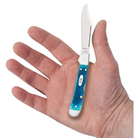 Couteau en dent de scie CopperLock Case Caribbean Blue Bone Mini avec lame Clip-pointe Front_Flat