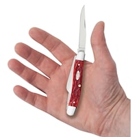 Couteau de poche pliant Stockman Case Dark Red Bone moyen avec lames Clip, pieds de mouton et Spey Front_Elevated