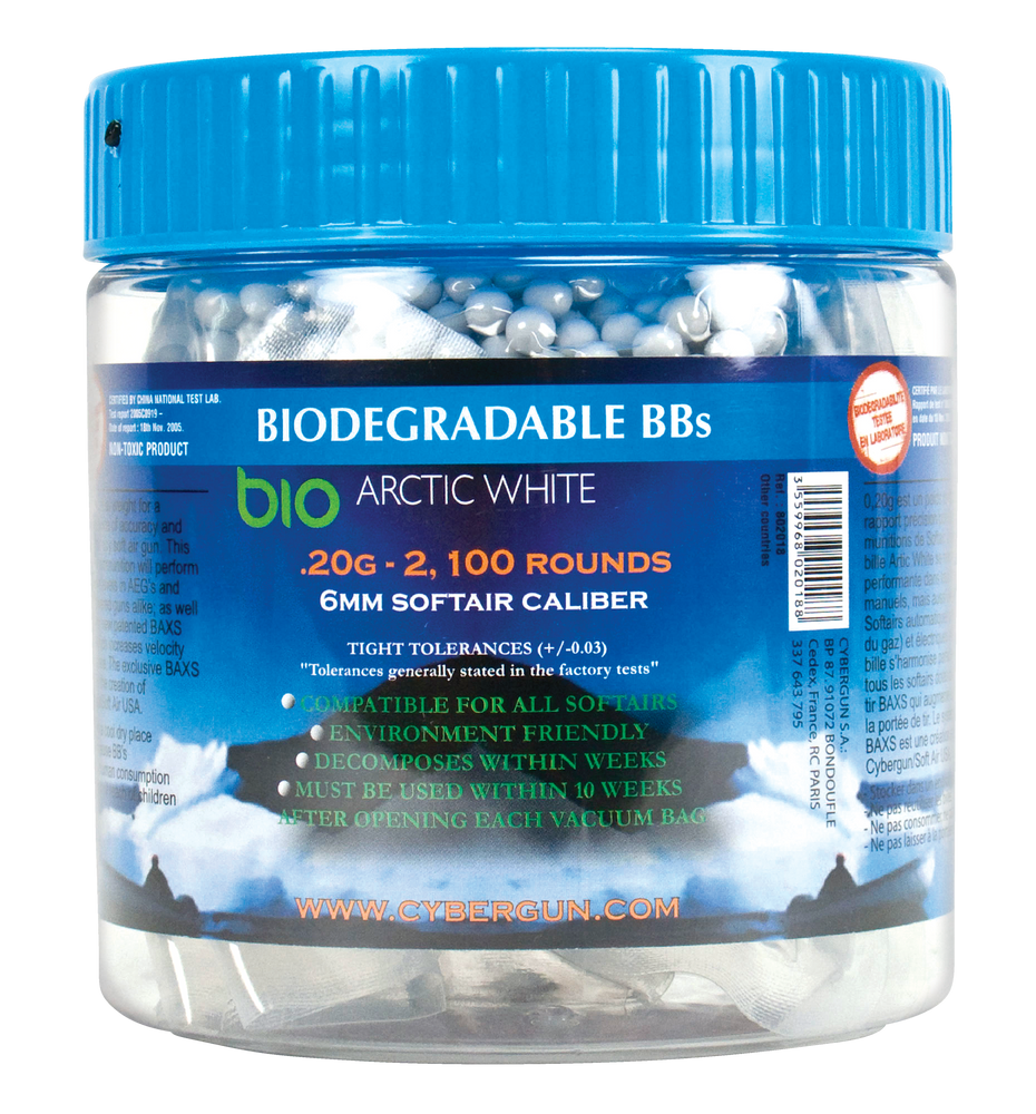 Soft Air 6mm, 0.2g Biodegradable BB Ammunition for Air Soft Guns, 2100