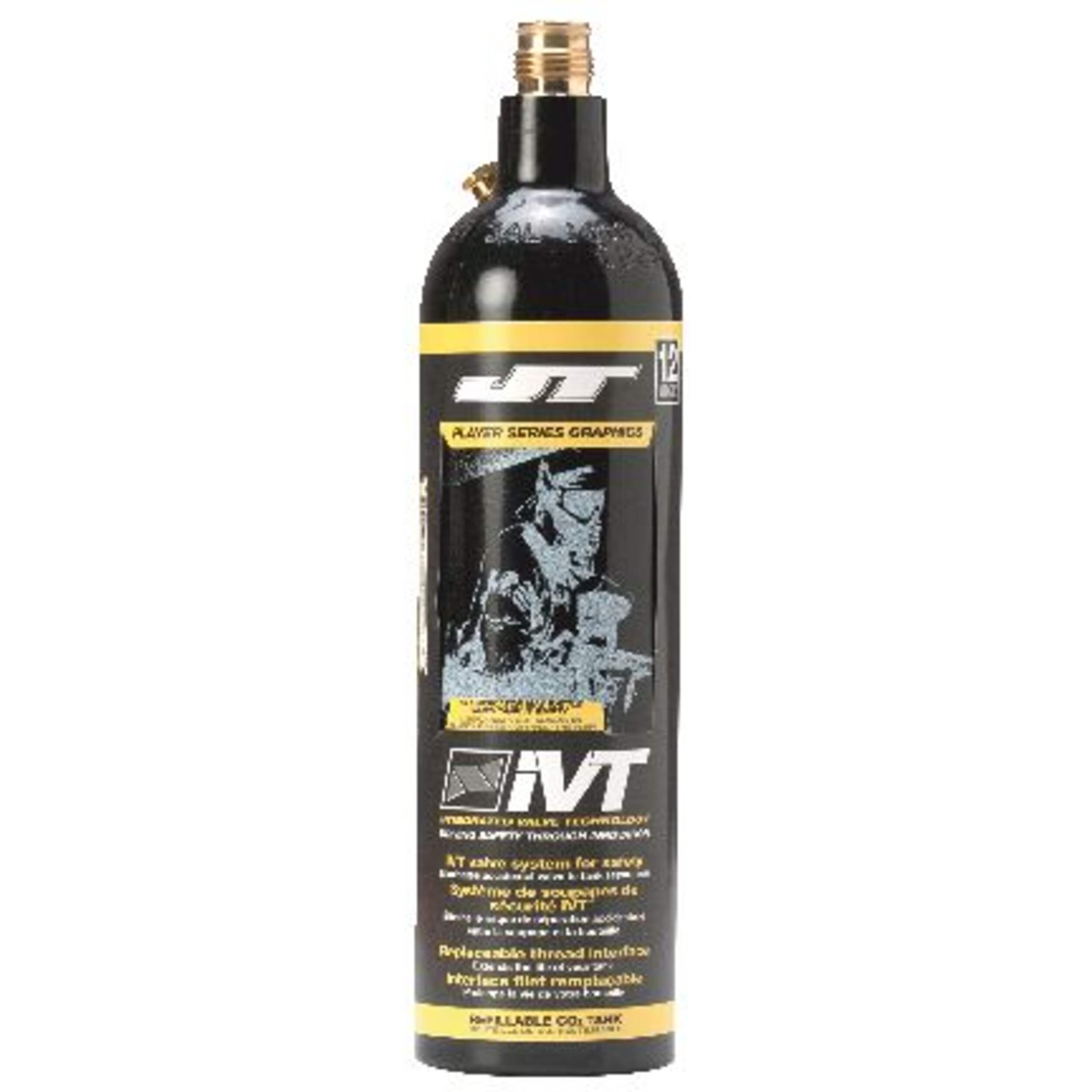 JT Paintball Refillable CO2 Bottle, 12-oz Front_Flat