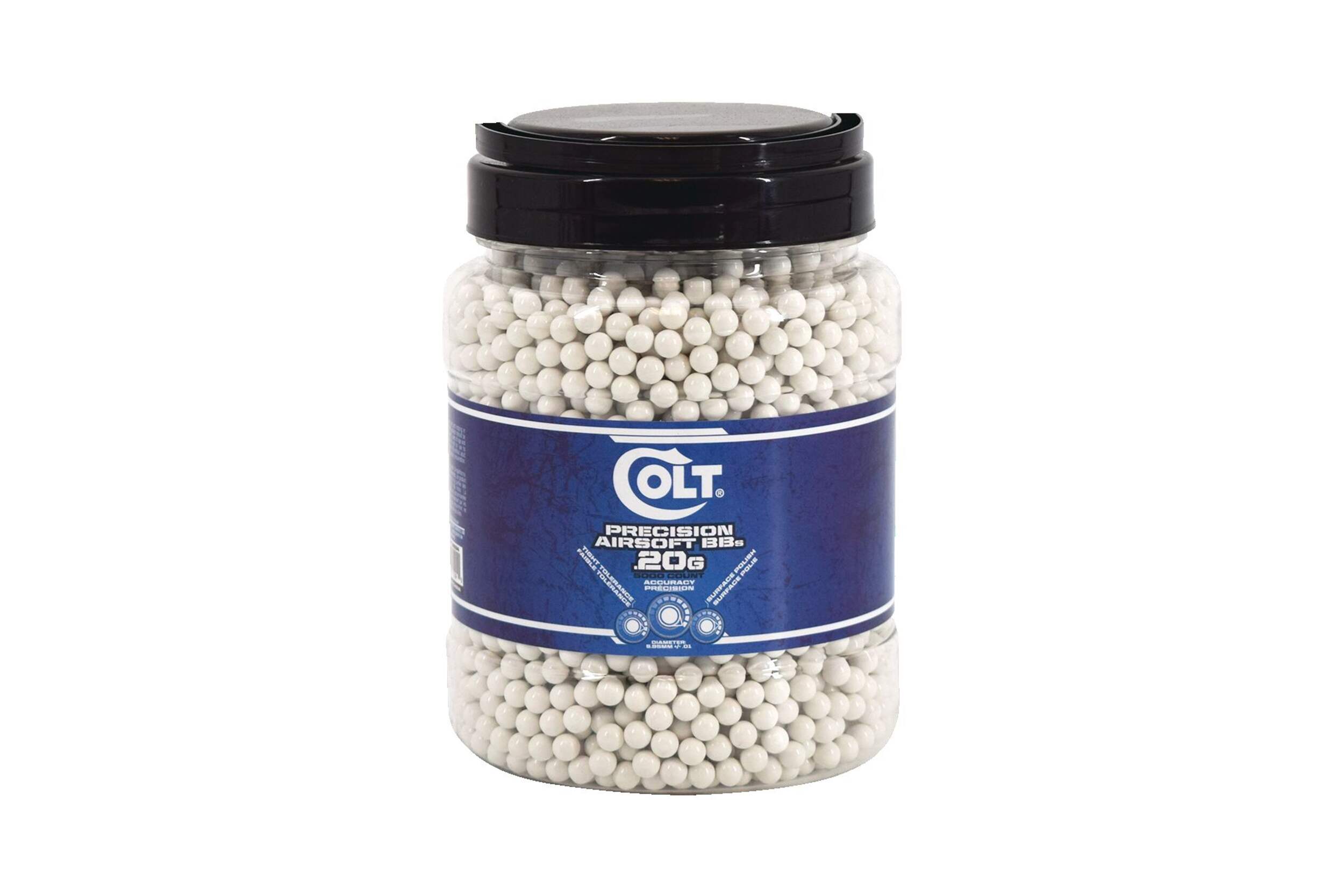 Colt 0.2-g Premium Airsoft BB Ammunition for Air Soft Guns, 5000-ct, White Front_Elevated