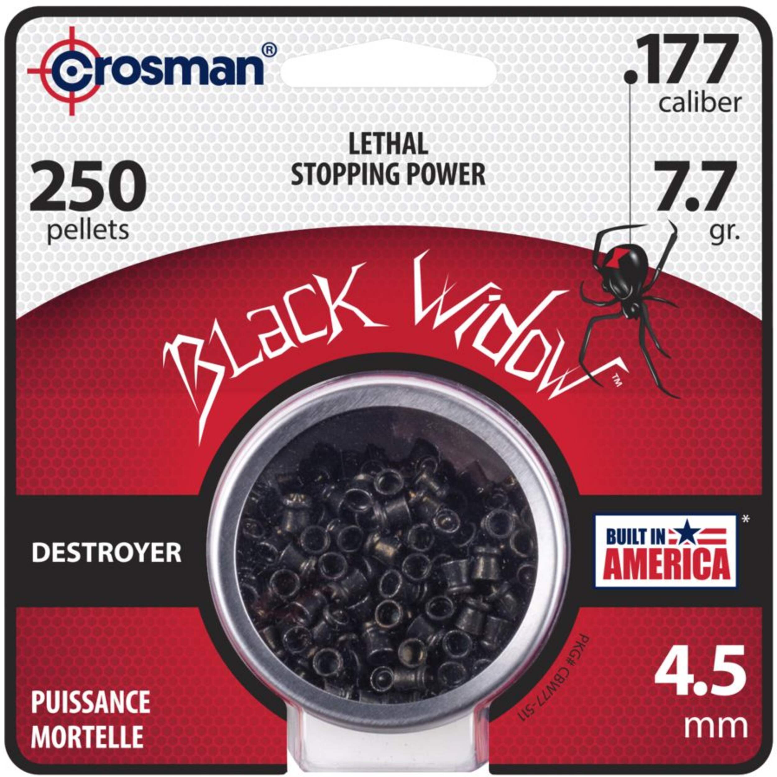 Plombs pour pistolet à air comprimé de calibre .177 Crosman Black Widow, paq. 250 Front_Flat