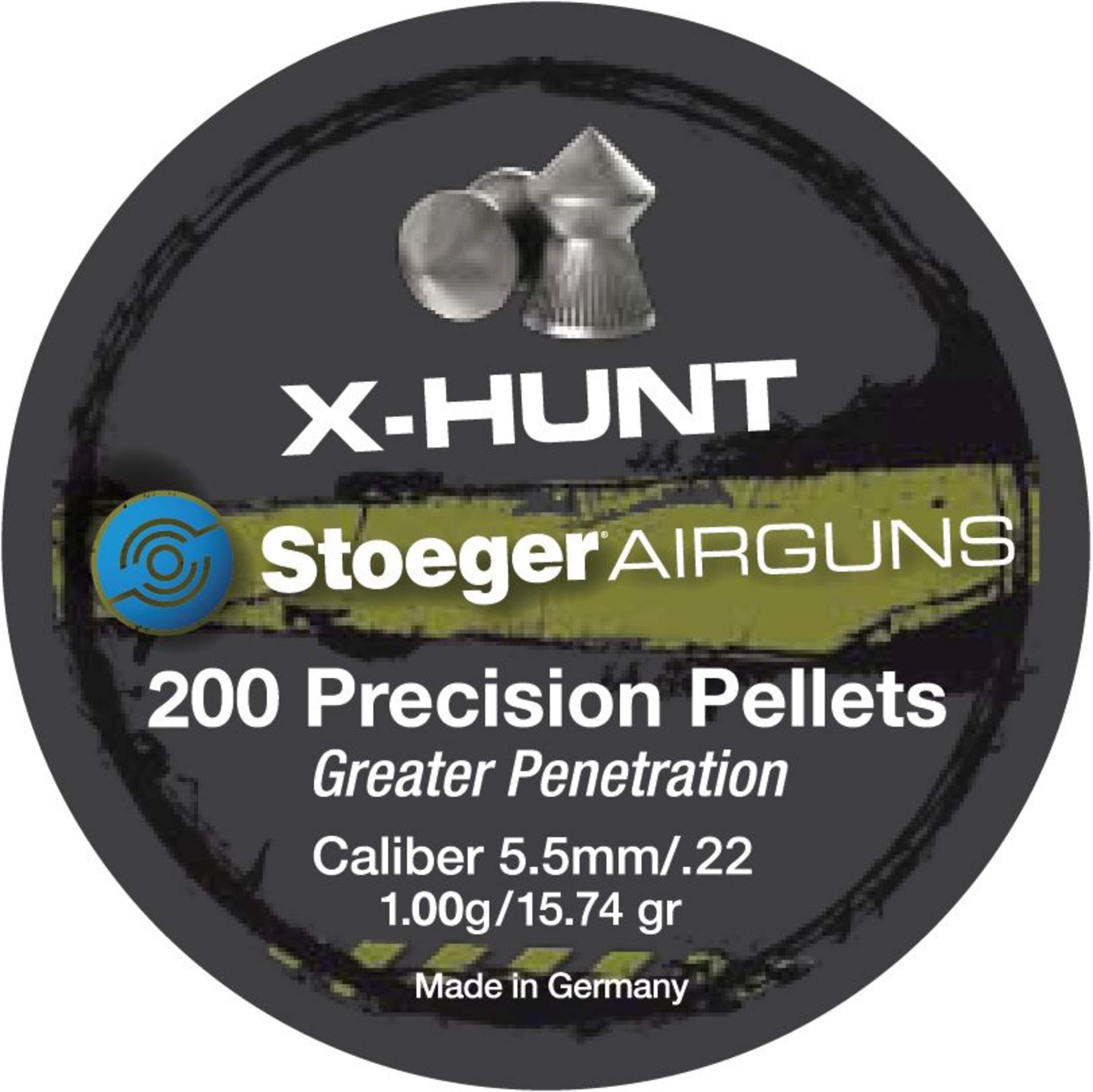 Paquet de 200 plombs de précision calibre .22 555032 X-Hunt de Stoeger Overhead_Flat