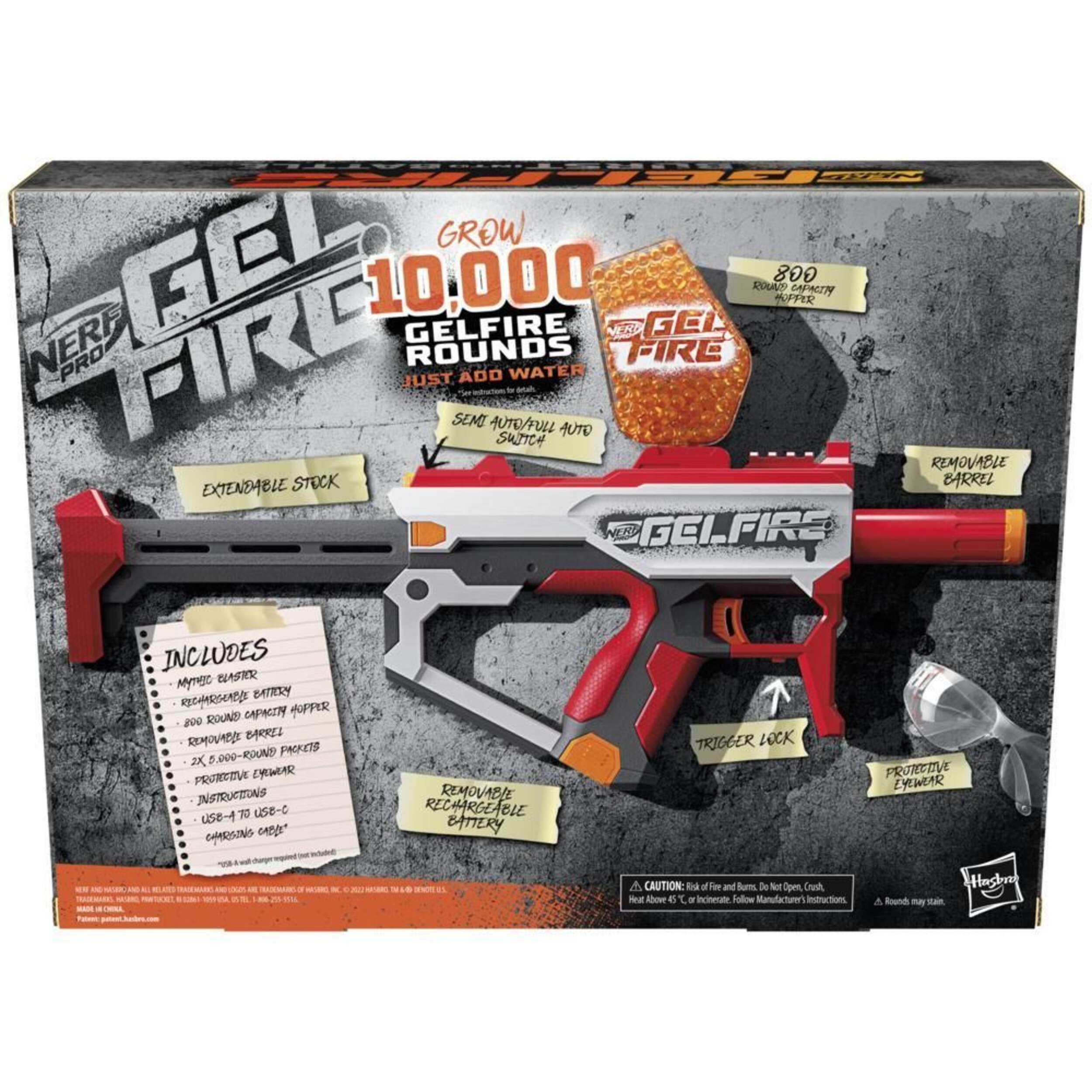 Nerf Pro Gelfire Blaster Galaxy Mythic, Full/Semi-Auto, Plastic, Multi-Colour Front_Elevated