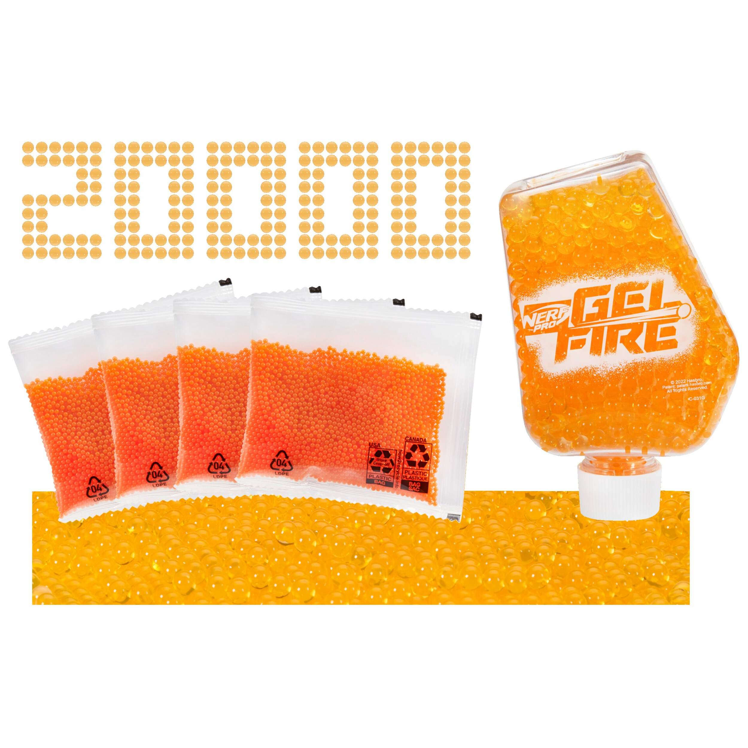 Billes Nerf Pro Gelfire Orange Hopper, plastique, multicolore, 20 000 pièces CloseUp