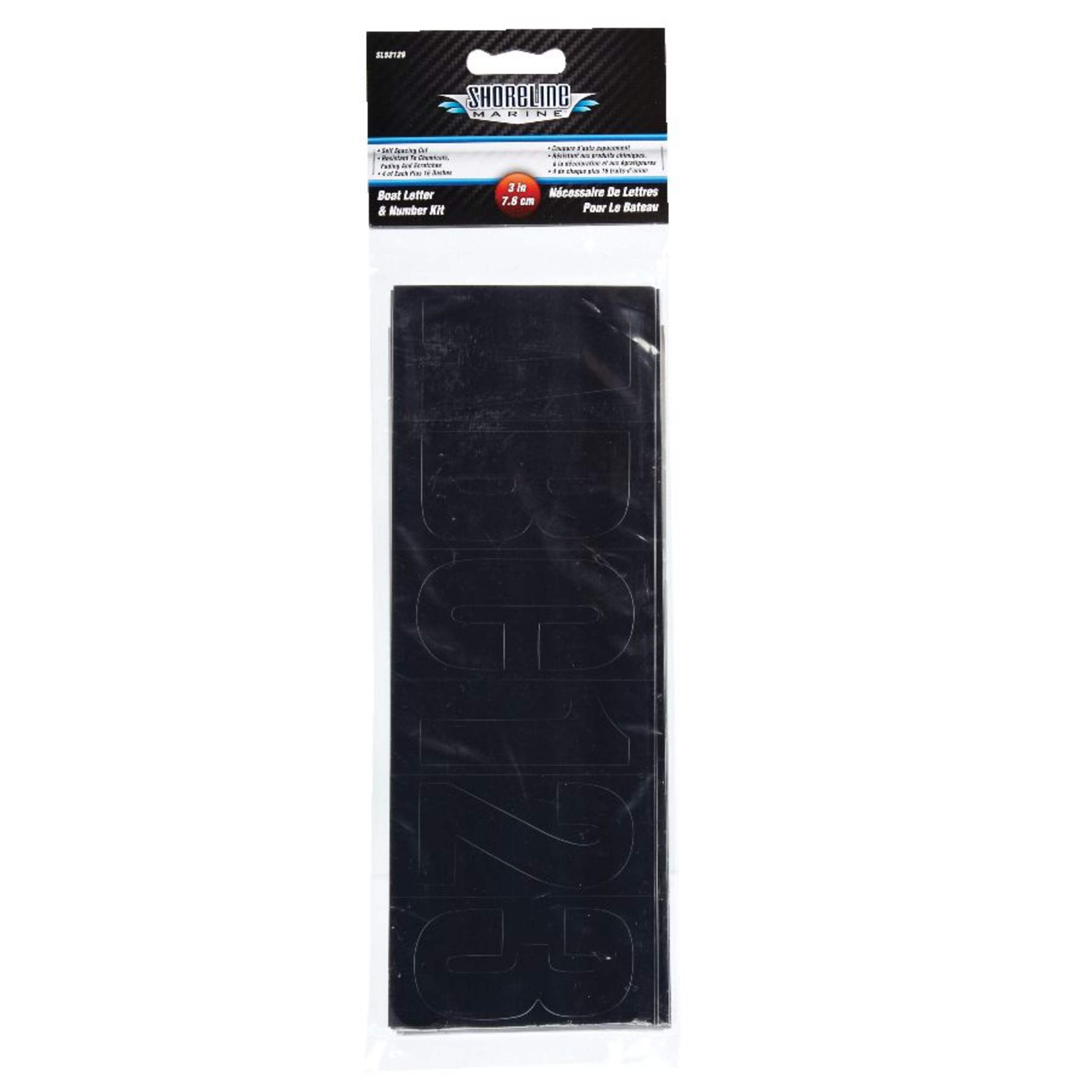 Ensemble de lettres et de chiffres pour bateau Invincible Marine, noir, 3 po Front_Flat