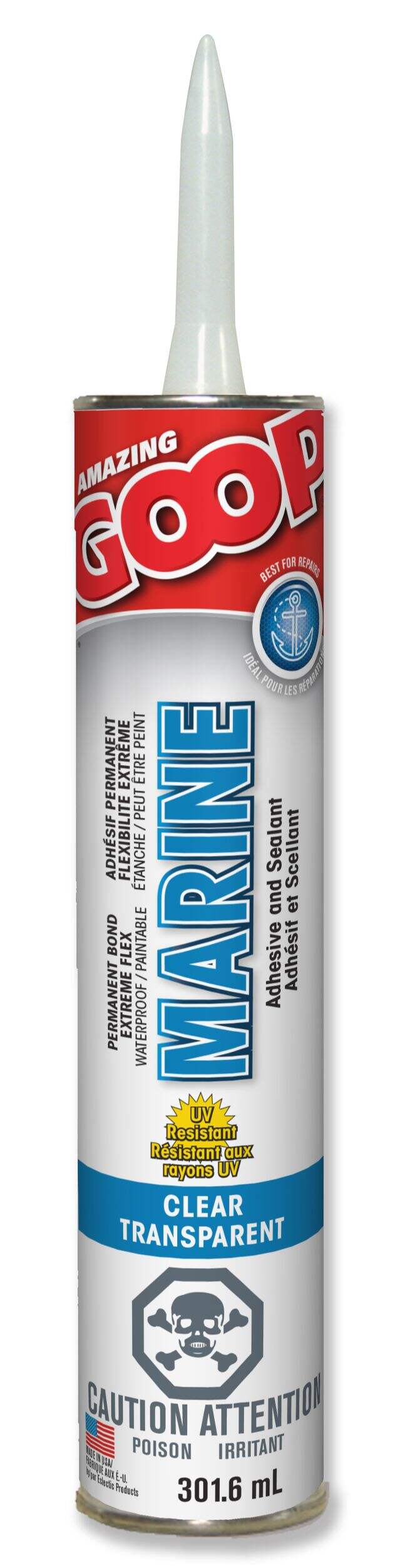 Amazing Goop Marine All-Purpose Adhesive & Sealant, Clear, 301.6-mL Front_Flat