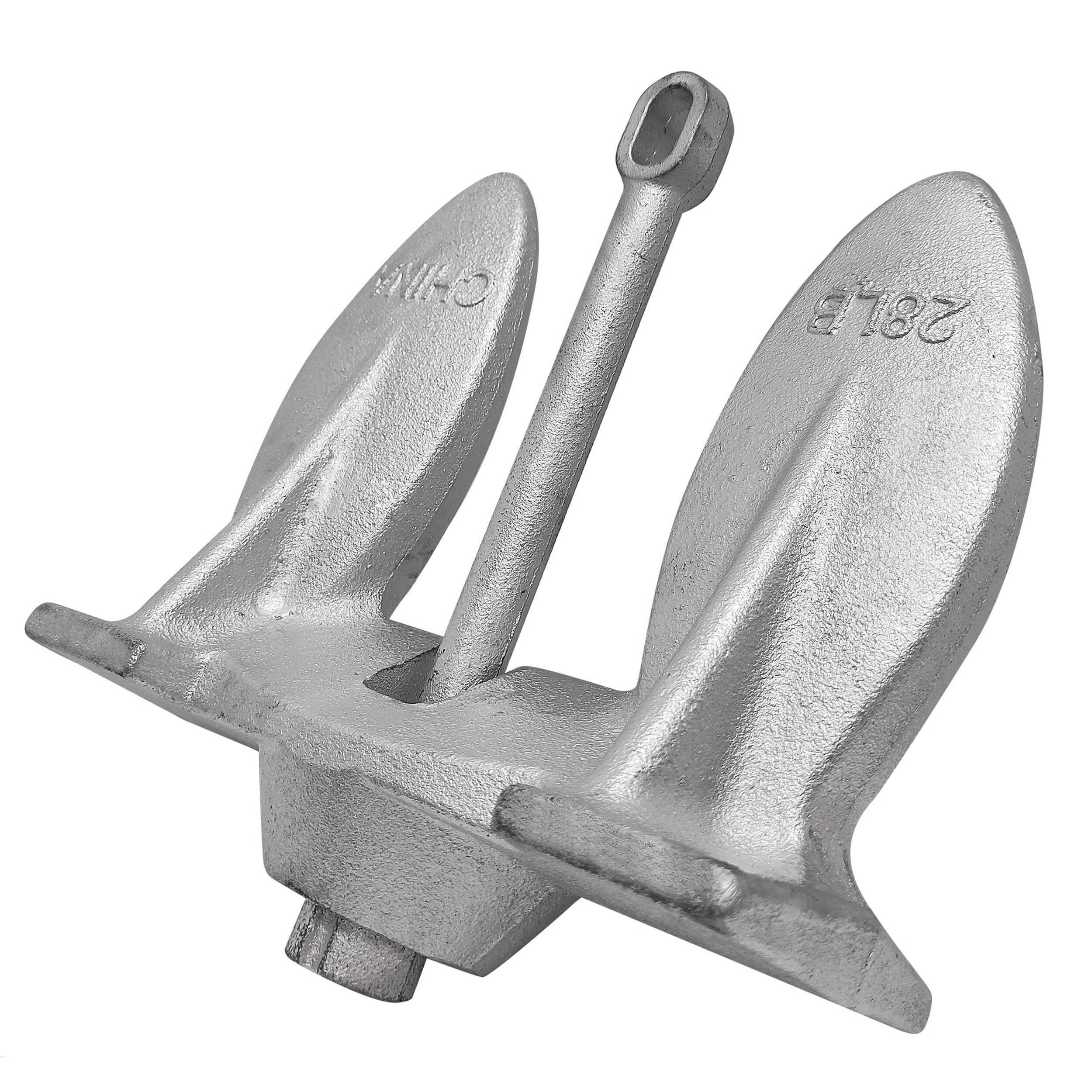 Leopard Cast Iron Navy Anchor, Silver Painted, 28-lb Front_Three_Fourths_Angled_Left