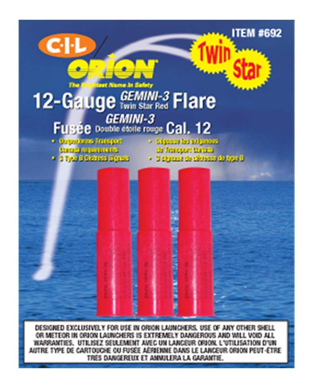 Orion CIL Replacement Marine Aerial / Signal Flares, 3-pk Red
